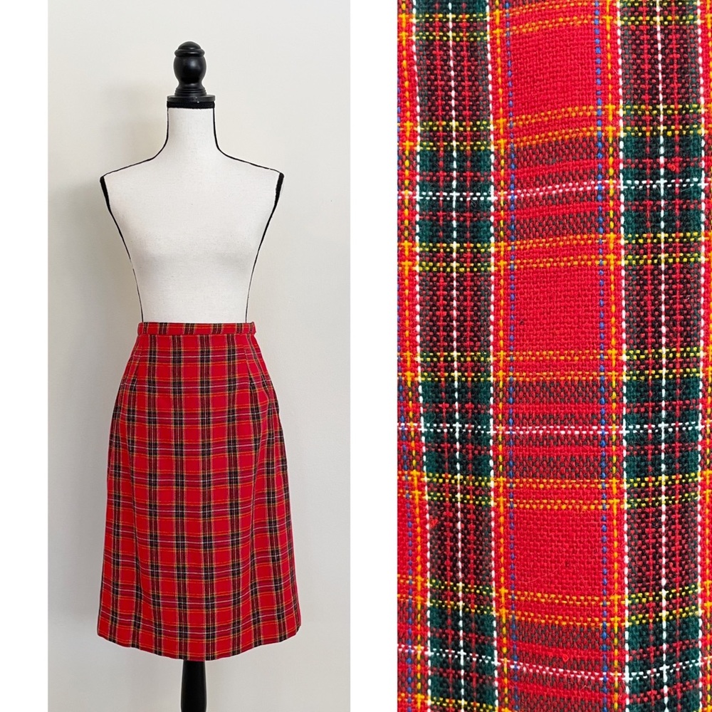 Vintage 70s Plaid Pencil Skirt - Picture 4 of 7